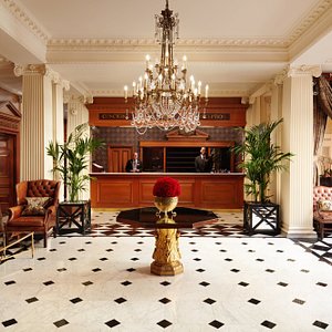 The Chesterfield Mayfair in London, image may contain: Chandelier, Lamp, Reception Room, Home Decor