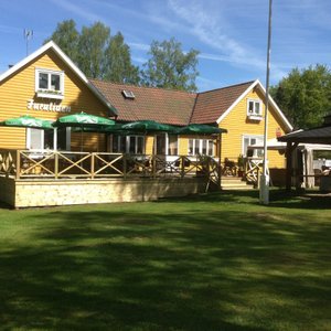 Outdoor deck with grill
