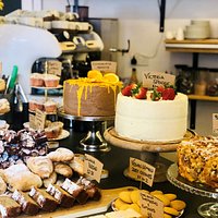A display of our scrumdiddlyumptious cakes.