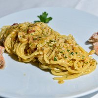 Spaghetto con canocchie di mare