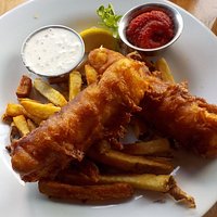 Fish 'n Chips. The batter was crispy and not heavy. The fish was flaky and delicious.