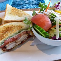 Beautiful Chicken Sandwich with House Salad