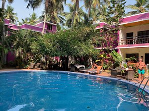 Wilson Aruyvedic Beach Resort in Kovalam, image may contain: Hotel, Resort, Villa, Person