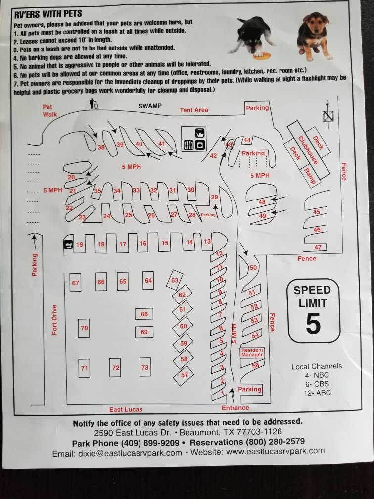 EAST LUCAS RV PARK (Beaumont, TX) - Tarifs 2024