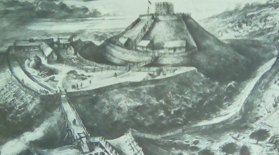 Illustration showing what Rayleigh Castle would have looked like c 1070