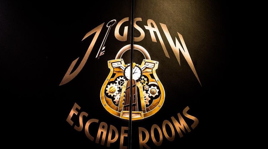 Entry door to Jigsaw Escape Rooms.