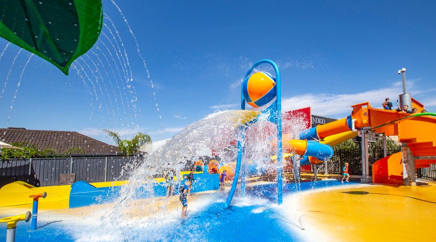 Come and play in our brand new HEATED splash park!