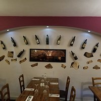 wine wall at rear dinning area