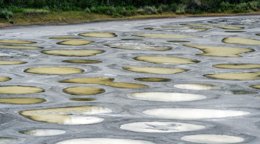 Lo Spotted Lake è un curioso specchio d'acqua canadese, situato a nord ovest della località di Osoyoos: nei mesi autunnali lo scenario non è diverso da quello offerto da qualsiasi laghetto, ma durante l’estate, a causa dell'intensa evaporazione, emergono i depositi dei diversi minerali presenti nelle acque, che gli conferiscono un bizzarro effetto “a pois”.