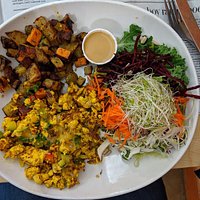 Vegan "egg" scramble with a side of potatoes- yummy!