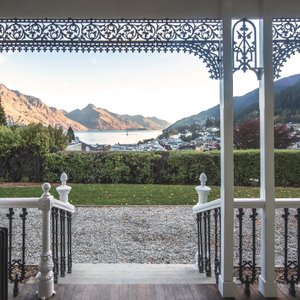 Hulbert House in Queenstown, image may contain: Home Decor, Chandelier, Furniture, Bedroom