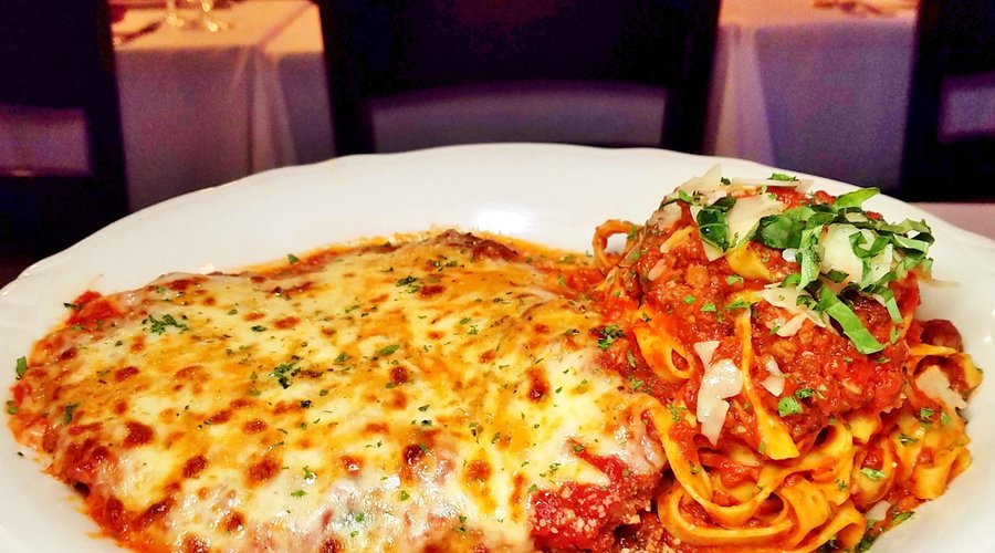 Ray Bourque Special.  Veal Parmesan with Bolognese