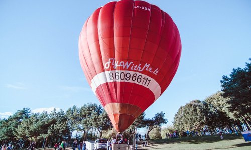 Hot air balloon flight from Kaunas city.
