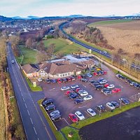 An aerial view of Taste Perthshire at Bankfoot near Perth.