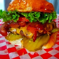 Applewood Bacon Cheeseburger. Chargrilled. Buttered and toasted Hawaiian sweetbread buns. So ono!