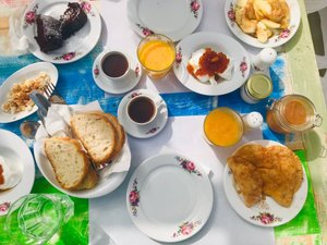 Thalassitra Village Hotel in Milos, image may contain: Brunch, Breakfast, Plate, Bread