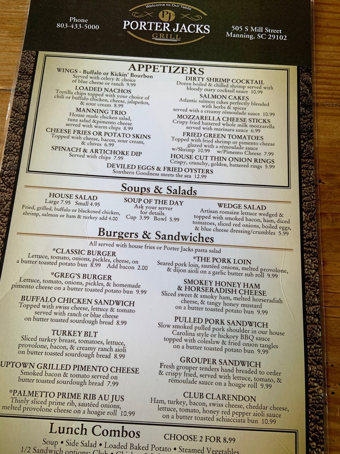 PORTER JACKS GRILL, Manning - Menu, Prices & Restaurant Reviews - Order ...