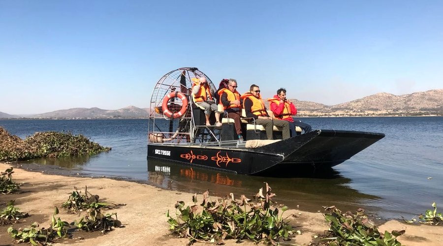 An airboat full of visitors from Estonia
