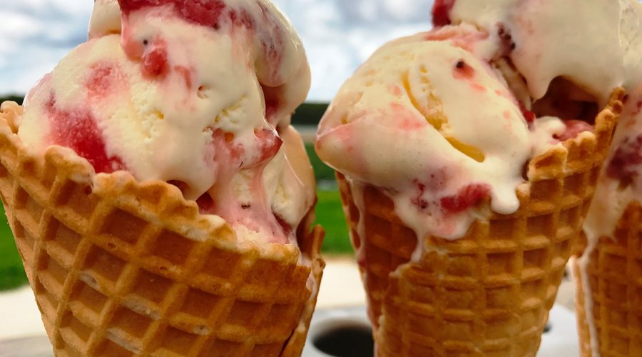 Strawberry ice cream is the perfect treat after some strawberry picking in the sun.