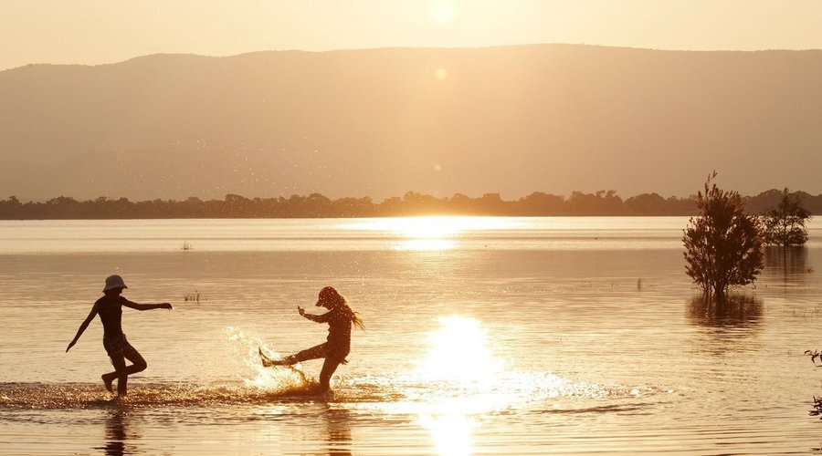Kids love playing in the safe clear waters