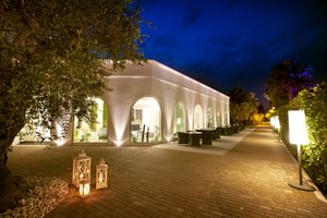 Giardino Dei Pini in Alliste, image may contain: Villa, Lighting, Night, Path