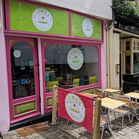 Our very bright and and colourful shop front.