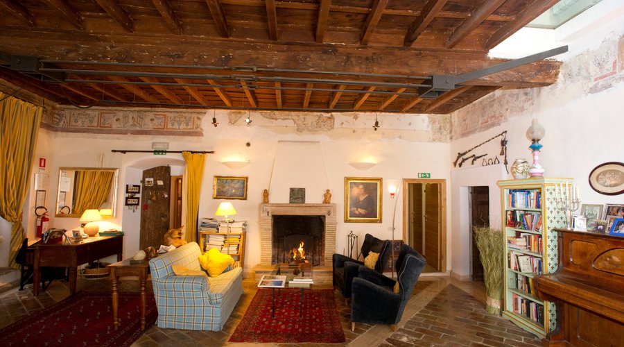 lounge and fireplace