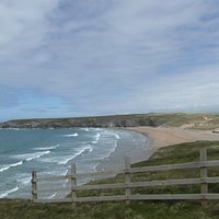 Holywell beach from the cliff tops