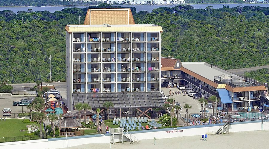 Ariel Photo of Oceanfront Hotel on Barrier Island of Daytona Beach