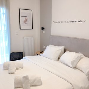 Bed in the Athena apartment