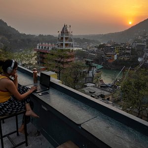 Best Sunset and View of Rishikesh From our Rooftop Cafe