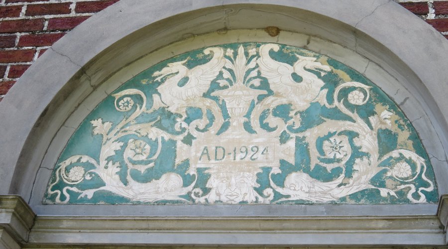 Art Deco version of the Sea Serpent's cousin the Swordfish? Frieze along the roof at an abandoned building at the Audobon Zoo NOLA - matches the Saenger's sea serpent!