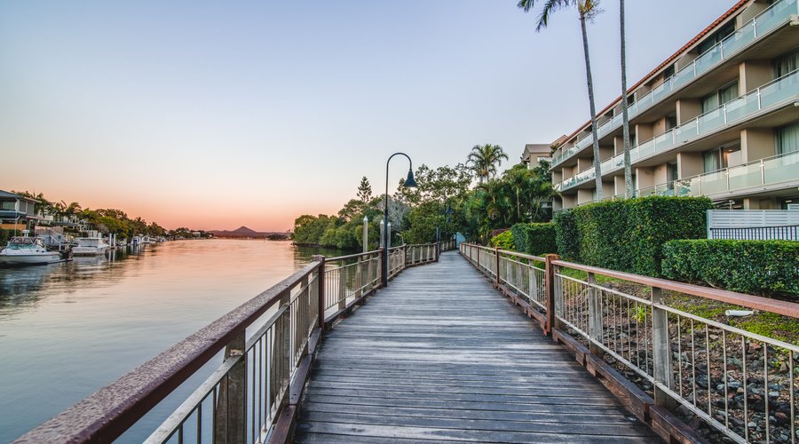 River views off apartment Balconies