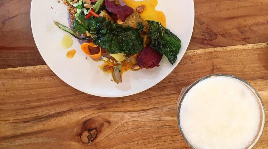 Putting Dili's Taibessi market on a plate - seasonal vegetables, with tempe rub and sweet potato crisps.