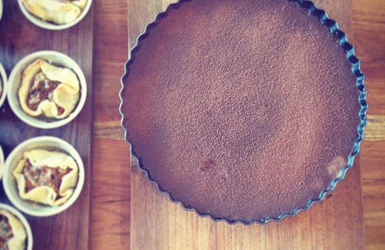 Agora Food Studio's highly sought after chocolate tart made with fresh coconut milk, and now using Timorese chocolate.