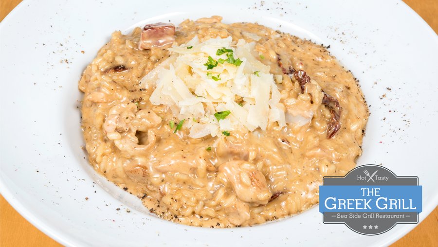 RISOTTO PANA COTTA !!!
with chicken, bacon, sun-dried tomato and parmezan
