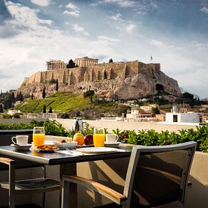 The Athens Gate Hotel in Athens, image may contain: Fortress, Castle, Building, Cup