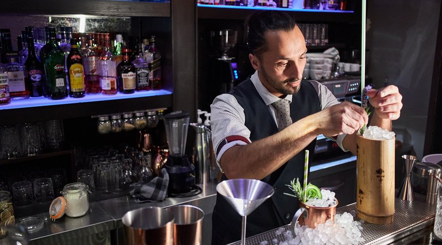 Ilias Stefanopoulos making what he does and loves best: cocktails!