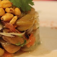 Ceviche de habas. Fue la entrada en nuestro menú de Cocina de Los Andes.