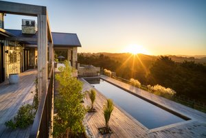 Te Arai Lodge in Te Arai, image may contain: Villa, Scenery, Outdoors, Plant