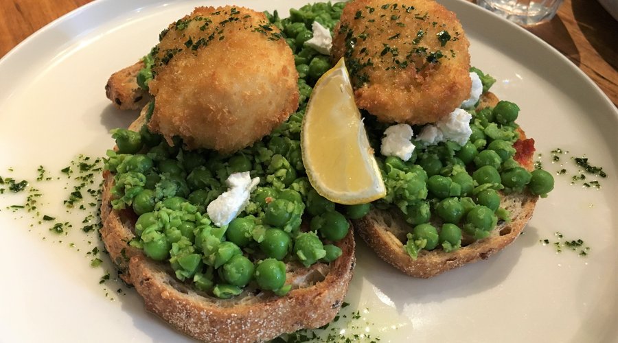 Kaffir crumbed eggs for brekkie - yum!