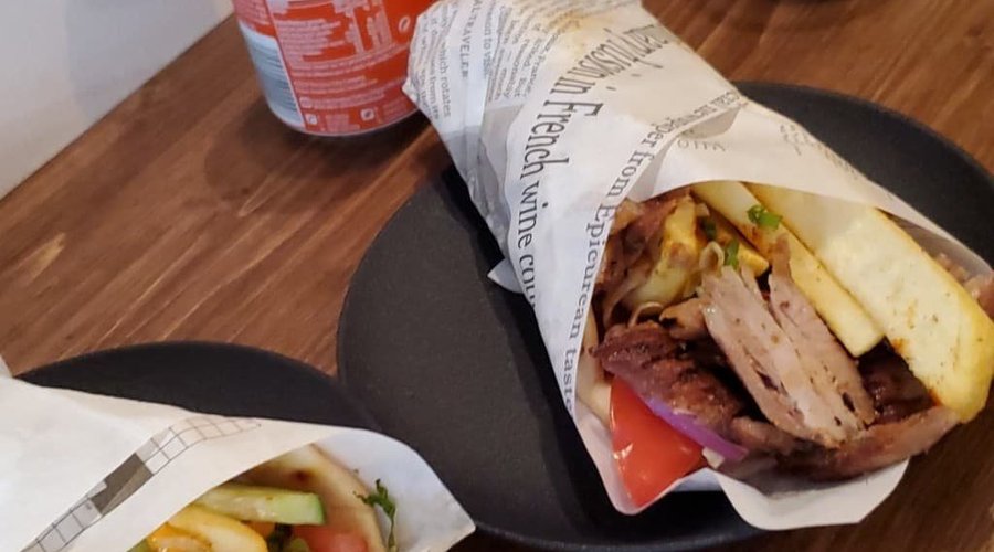 Pita with gyros and pita kota