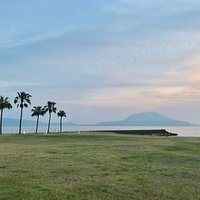 桜島が正面に見える