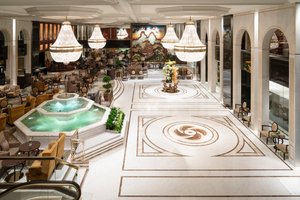 Kowloon Shangri-La, Hong Kong in Hong Kong, image may contain: Floor, Chandelier, Hotel, Interior Design