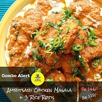Amritsari Chicken Masala + 3 Rice Rotis Combo.