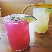 Blueberry Serrano pepper margarita and classic margarita.