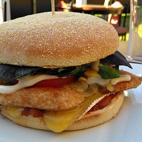Our Love me do Burger ..Brie , cranberry sauce and chicken breast ..Yummy !