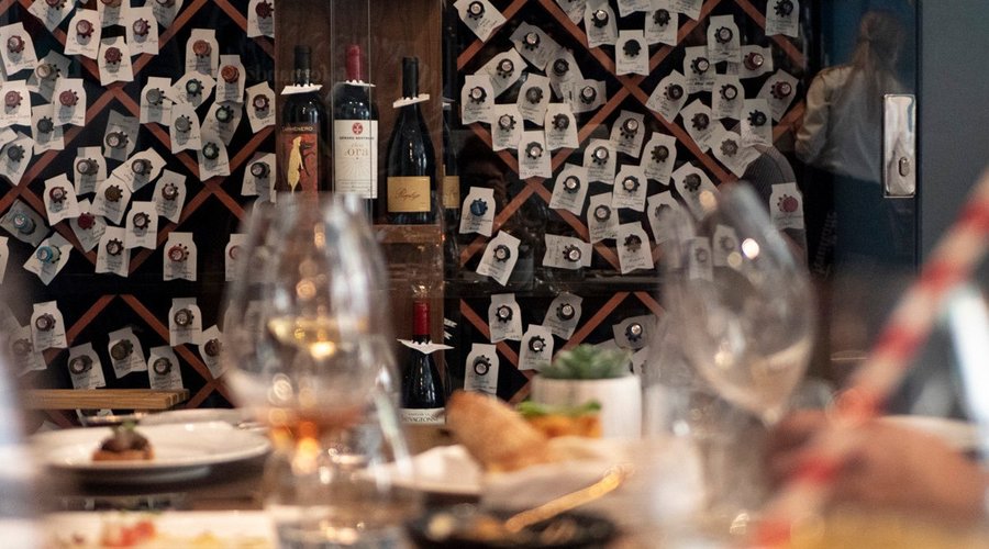 The wine cellar, which holds over 600 different labels.