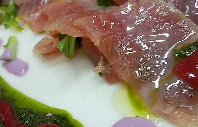 Carpaccio of fresh  red tuna 