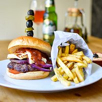 Homemade burger with Souvlaki